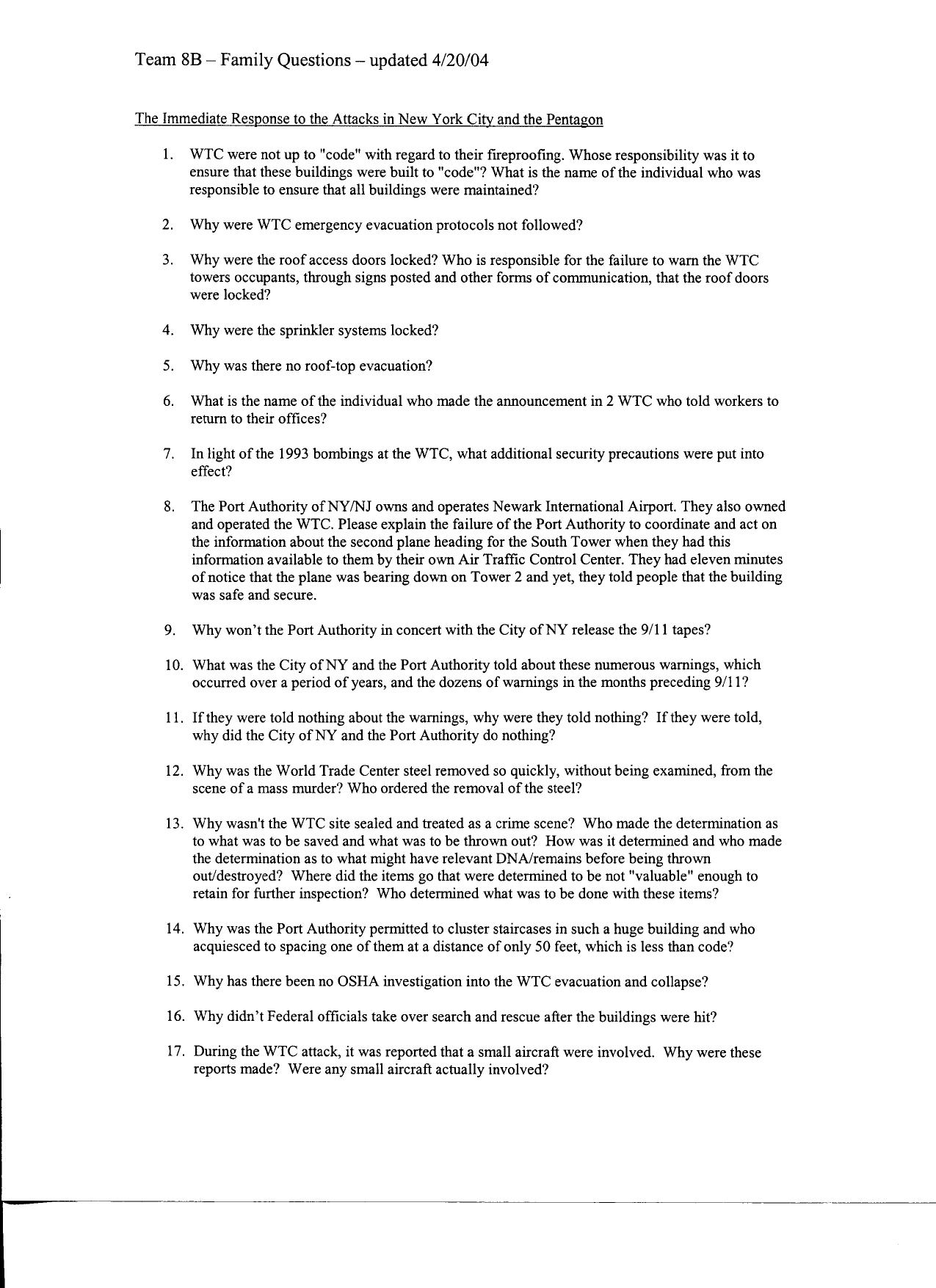 NY B7 Family Questions Fdr- Entire Contents- Various Lists and Memos- Some w Staff Notes by Unknown