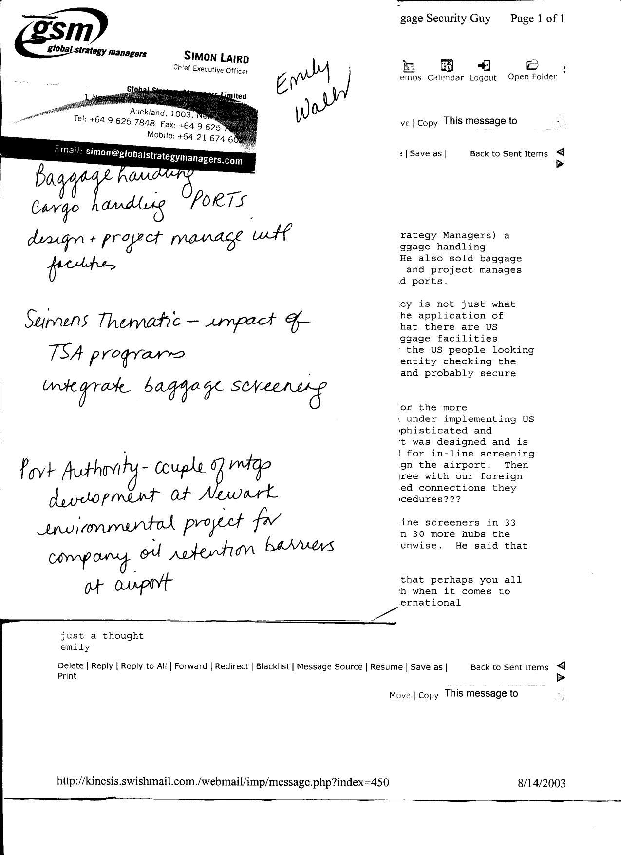 NY B7 Global Strategy Managers Fdr- Entire Contents- 8-13-03 Email from Walker stapled w Handwritten Notes 767 by Unknown