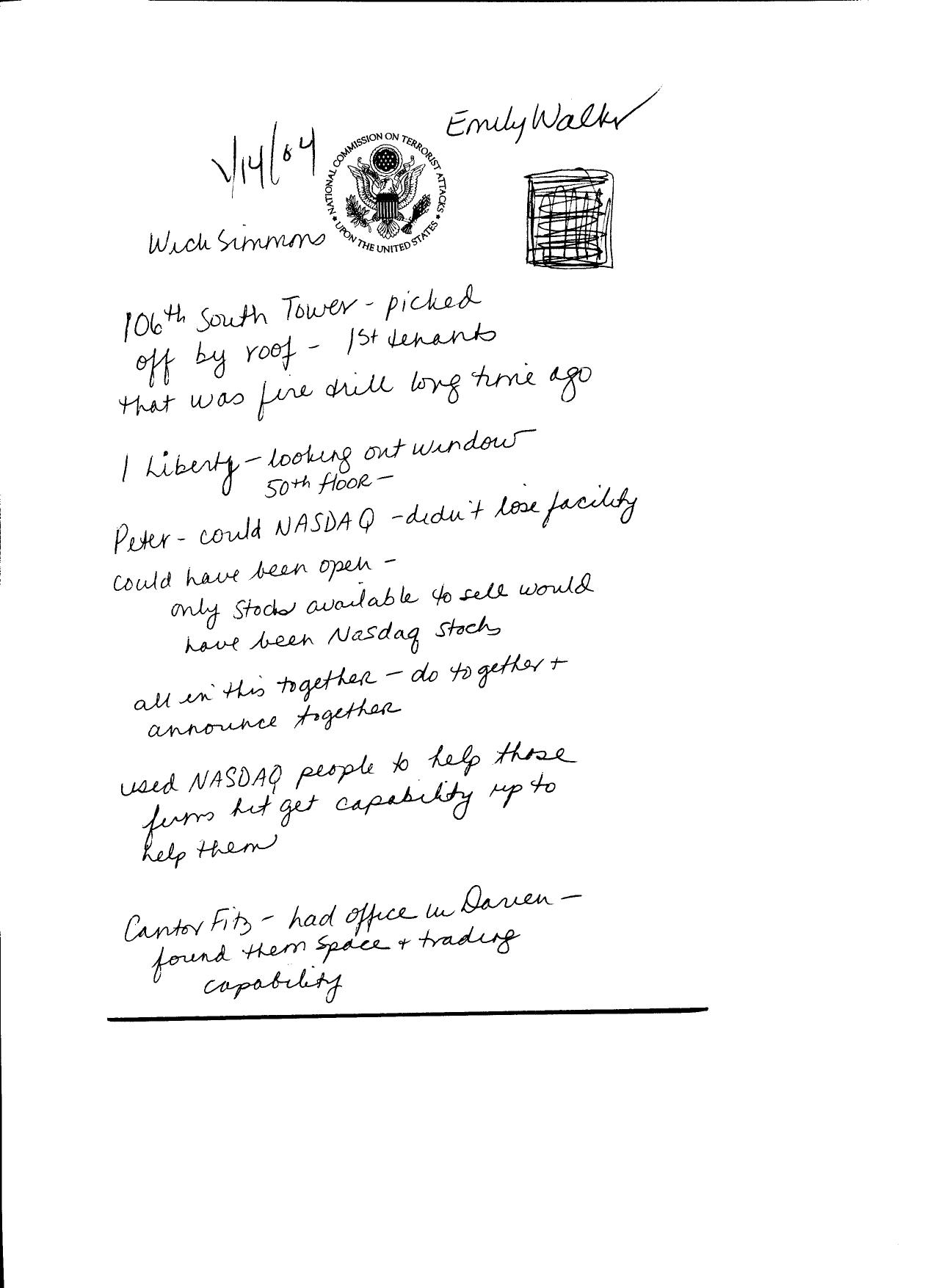 NY B7 NASDAQ Fdr- Entire Contents- 1-14-04 Interview- Handwritten Notes- W Simmons 755 by Unknown