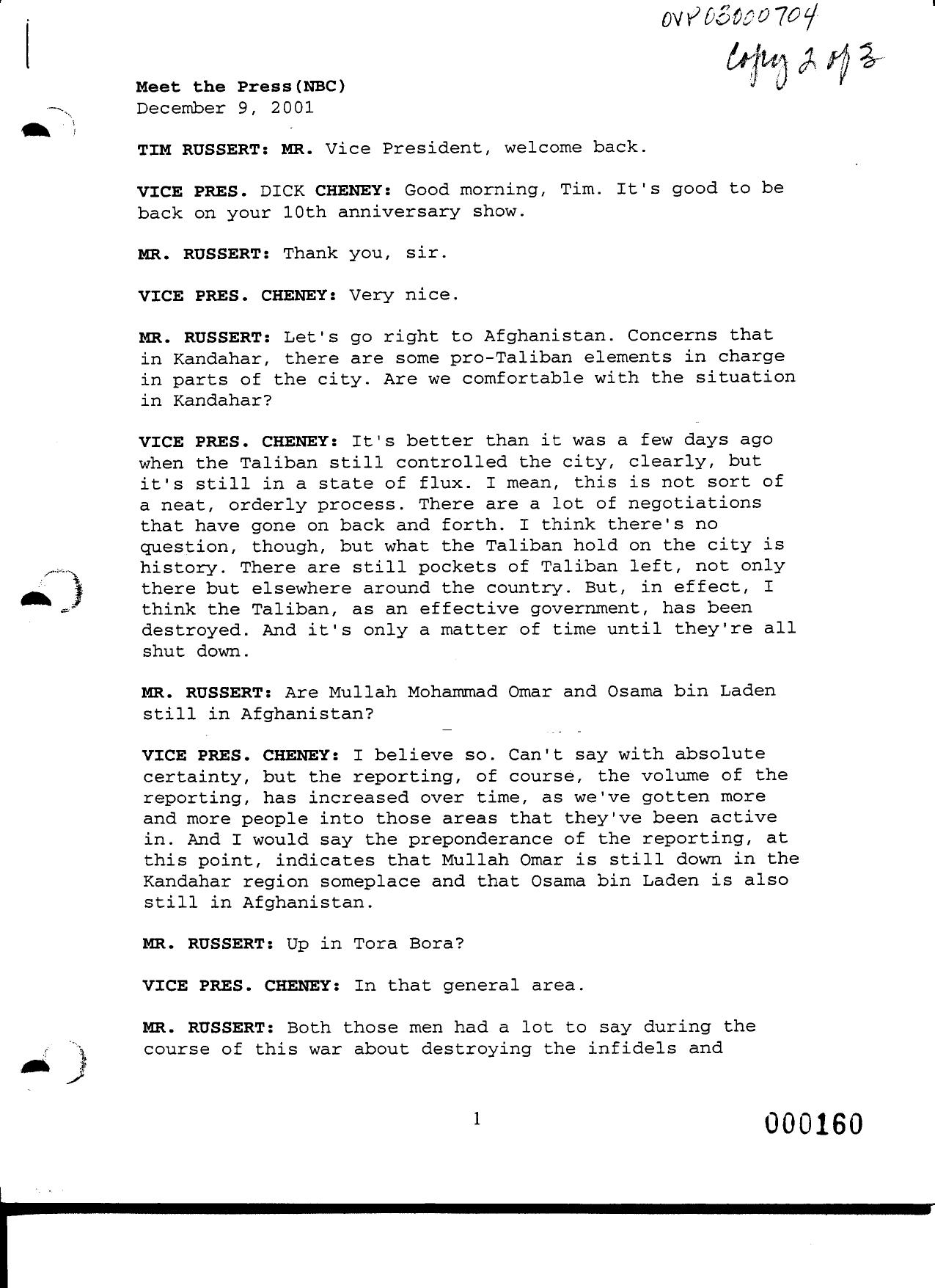 NY B9 Farmer Misc- WH 1 of 3 Fdr- 12-9-01 Tim Russert-Meet The Press-NBC Interview of Cheney 453 by Unknown