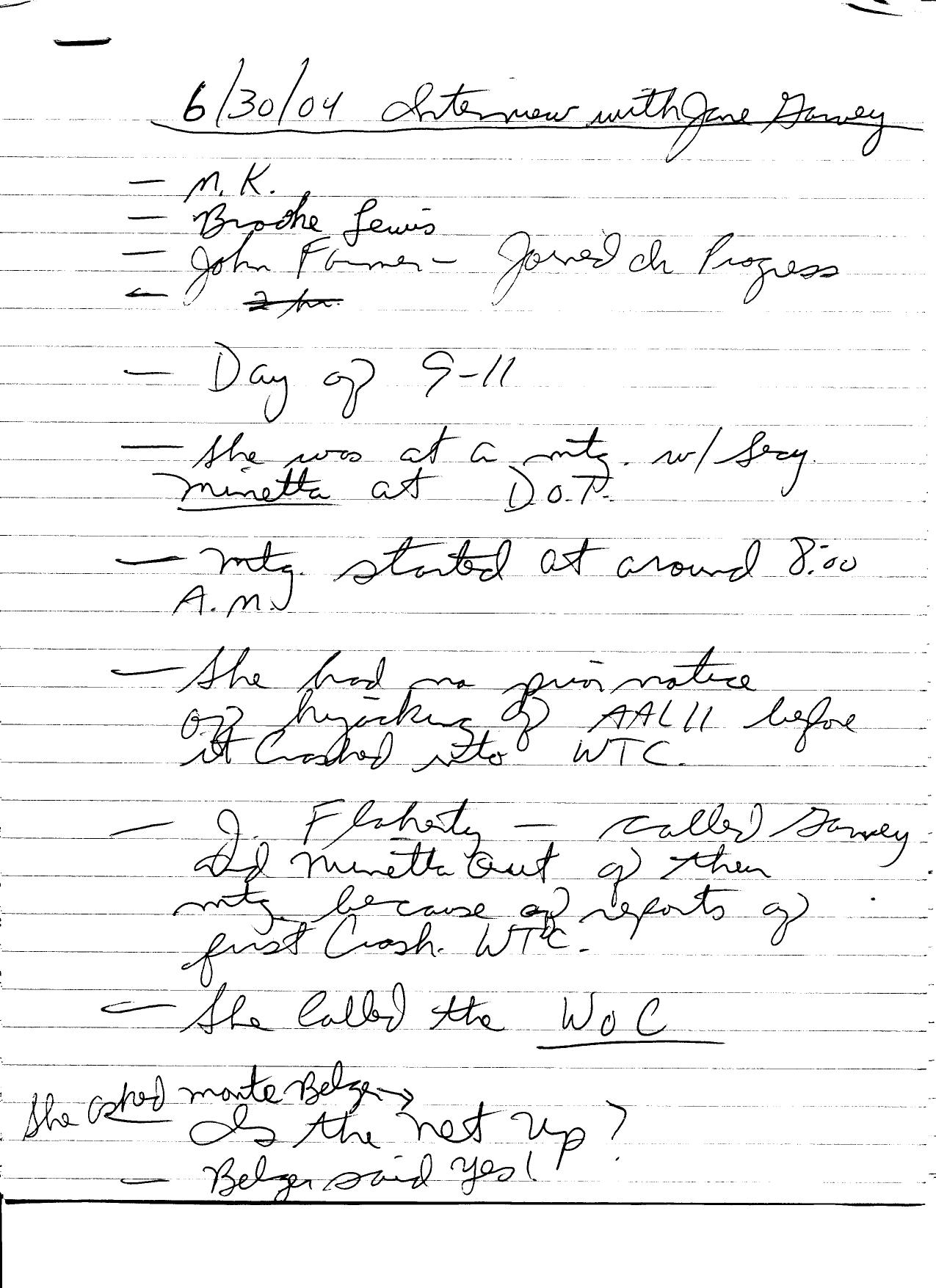 NYC B3 Jane Garvey- FAA Fdr- Handwritten Interview Notes 014 by Unknown