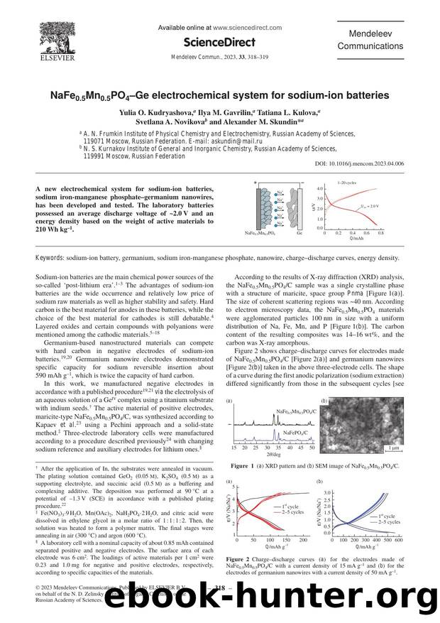 NaFe0.5Mn0.5PO4âGe electrochemical system for sodium-ion batteries by Yulia O. Kudryashova