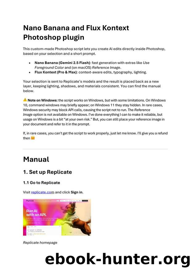 Nano Banana and Flux Kontext Photoshop plugin Manual by Unknown