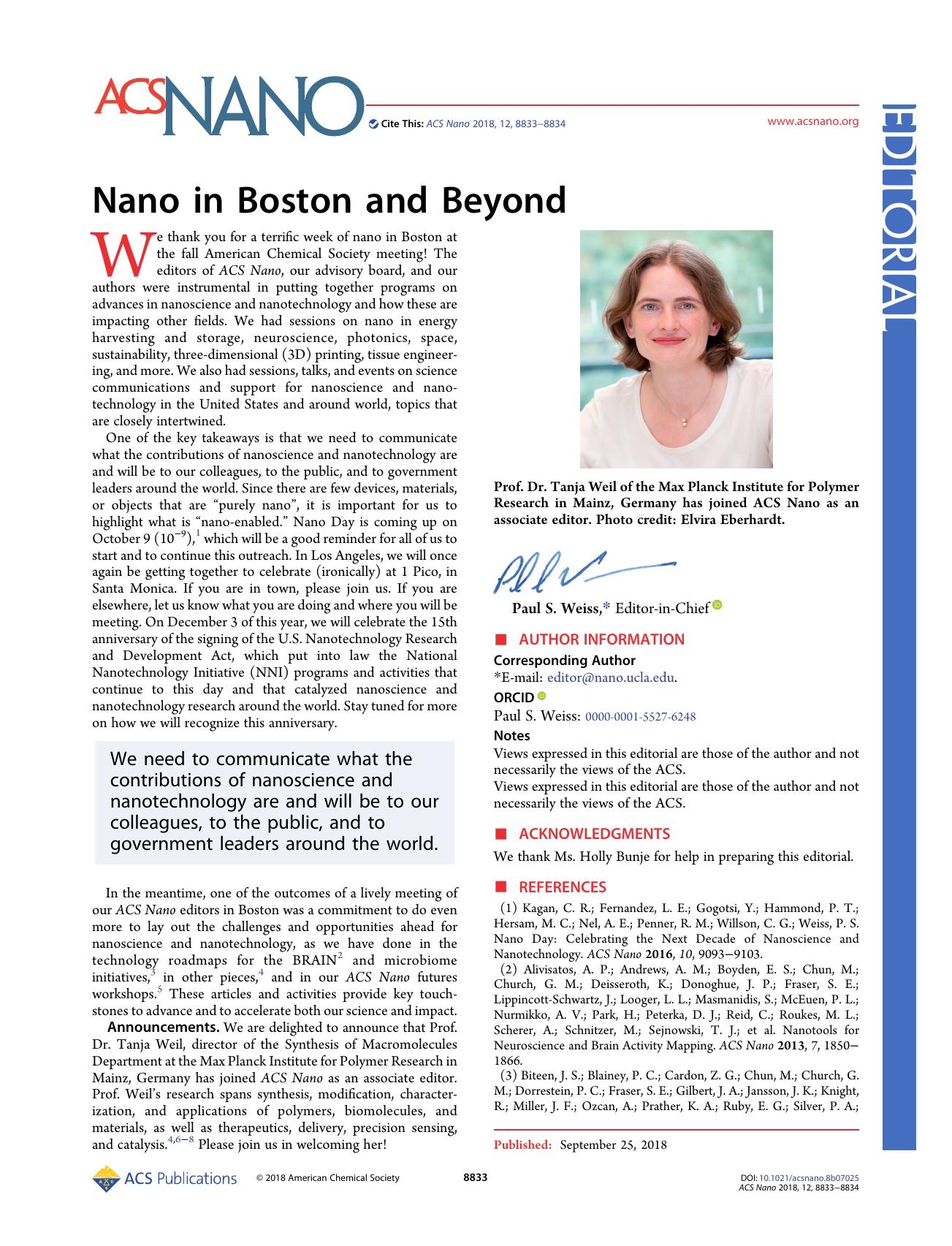 Nano in Boston and Beyond by Paul S. Weiss