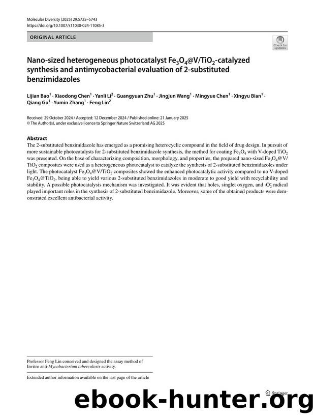 Nano-sized heterogeneous photocatalyst Fe3O4@VTiO2-catalyzed synthesis and antimycobacterial evaluation of 2-substituted benzimidazoles by unknow