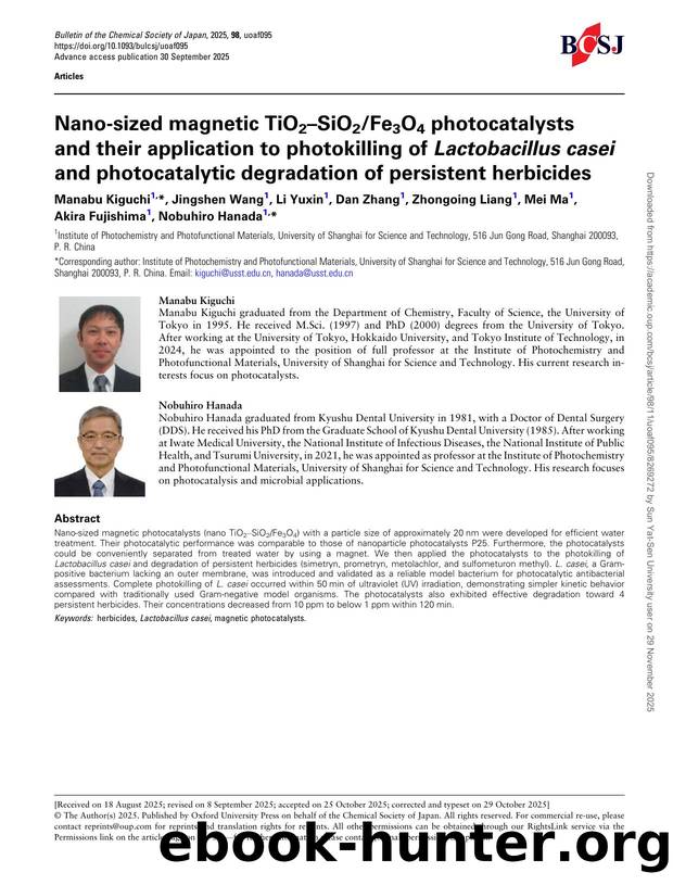 Nano-sized magnetic TiO2âSiO2Fe3O4 photocatalysts and their application to photokilling of Lactobacillus casei and photocatalytic degradation of persistent herbicides by unknow