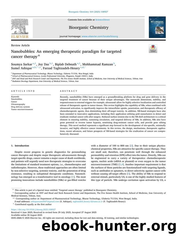 Nanobubbles: An emerging therapeutic paradigm for targeted cancer therapy by Soumya Sarkar