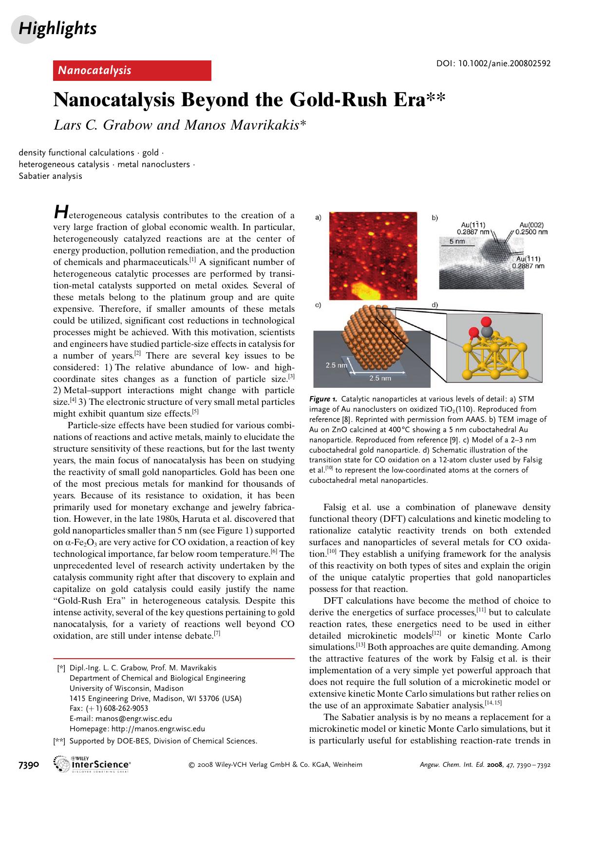 Nanocatalysis Beyond the Gold-Rush Era by Unknown