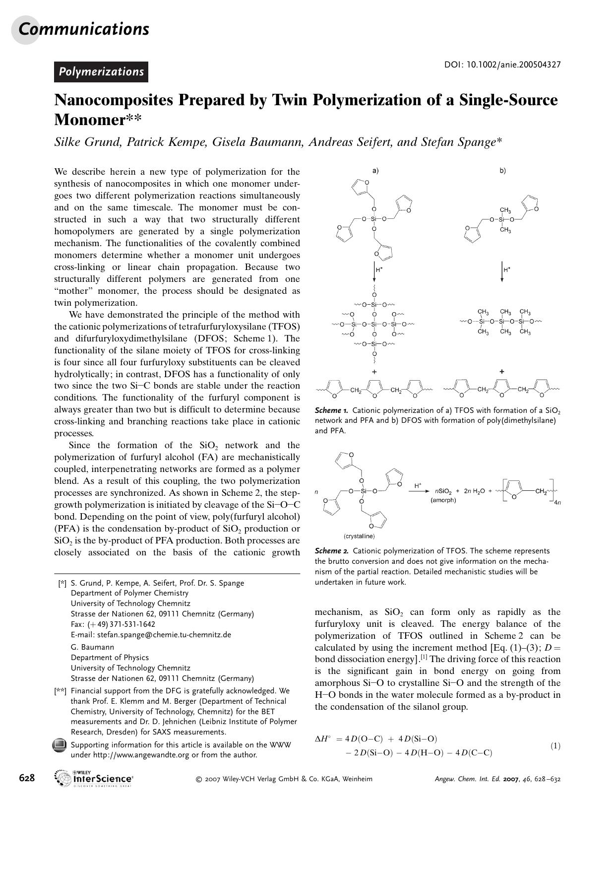 Nanocomposites Prepared by Twin Polymerization of a Single-Source Monomer by Unknown