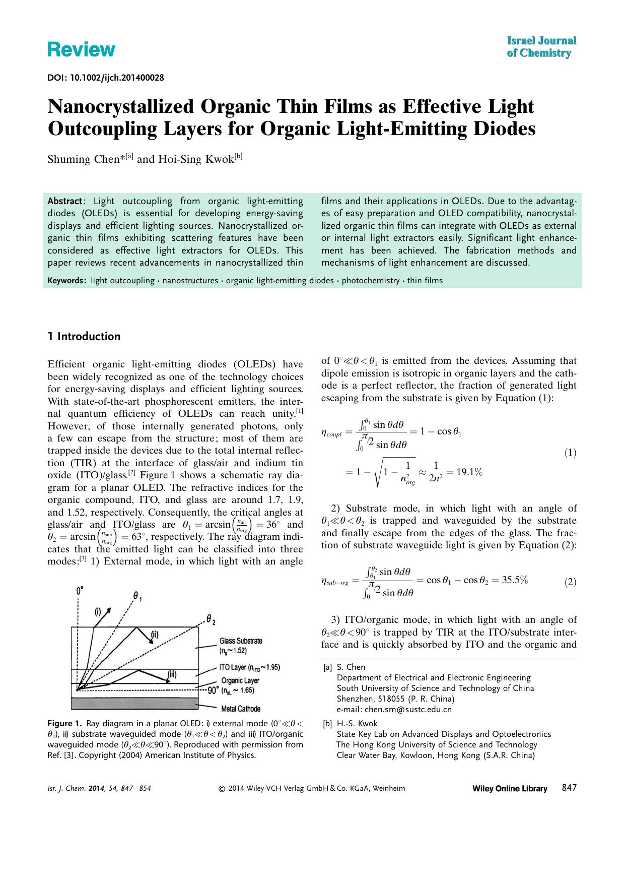Nanocrystallized Organic Thin Films as Effective Light Outcoupling Layers for Organic LightEmitting Diodes by Unknown