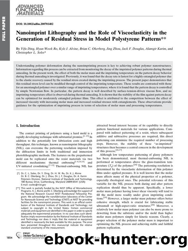 Nanoimprint Lithography and the Role of Viscoelasticity in the Generation of Residual Stress in Model Polystyrene Patterns by Unknown