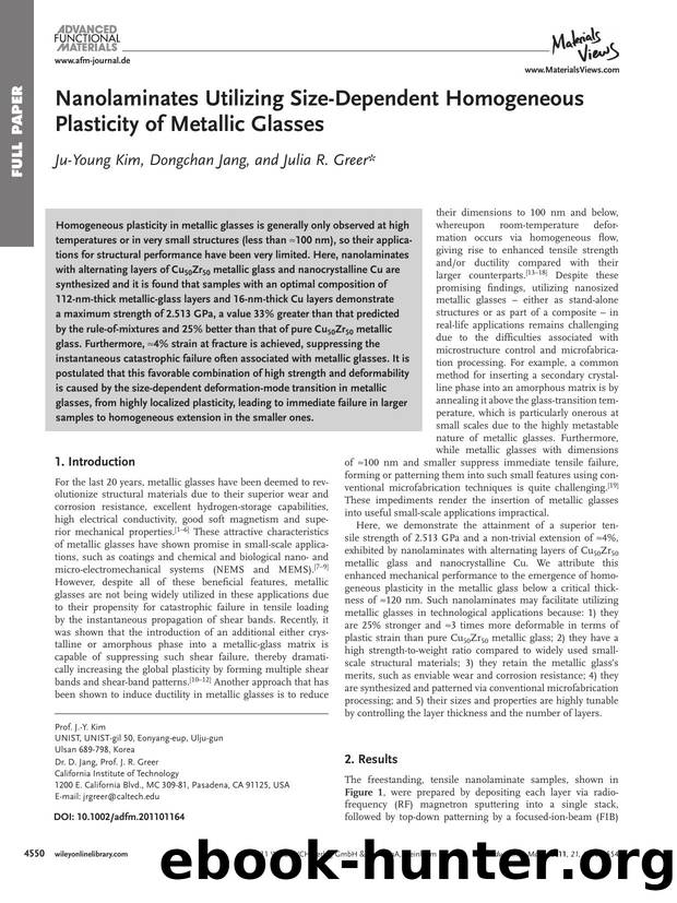 Nanolaminates Utilizing SizeDependent Homogeneous Plasticity of Metallic Glasses by wcu