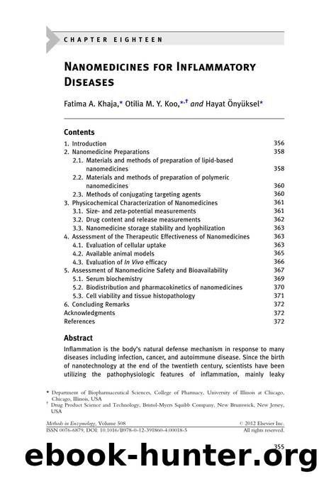 Nanomedicines for Inflammatory Diseases by Fatima A. Khaja & Otilia M.Y. Koo & Hayat Önyüksel