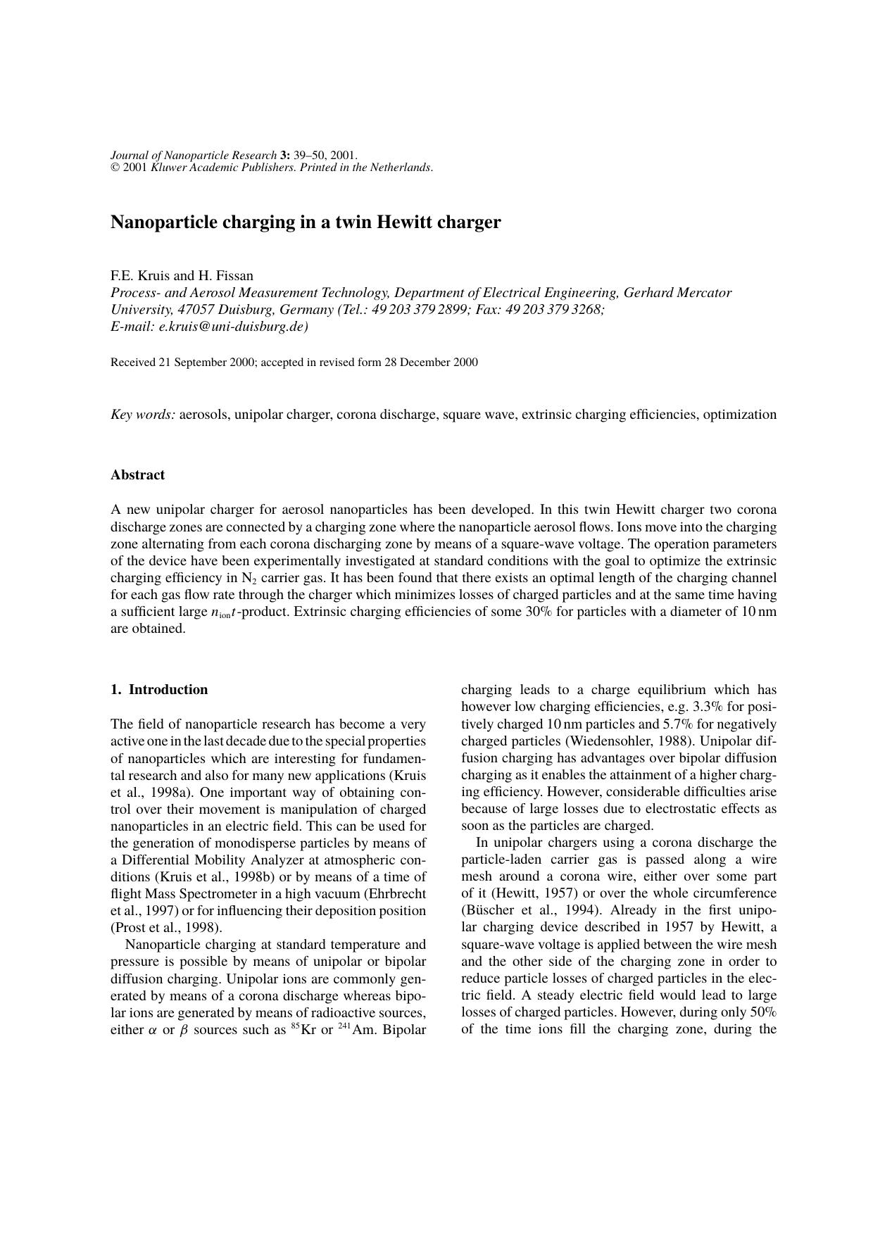 Nanoparticle Charging in a Twin Hewitt Charger by Unknown