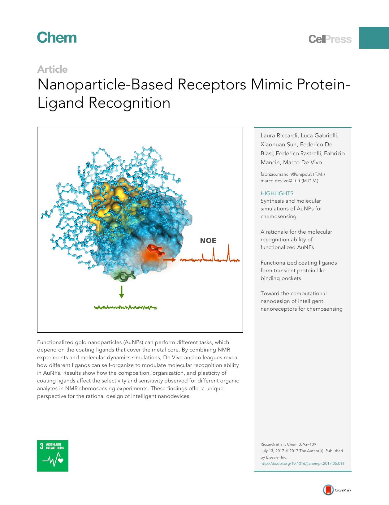 Nanoparticle-Based Receptors Mimic Protein-Ligand Recognition by unknow