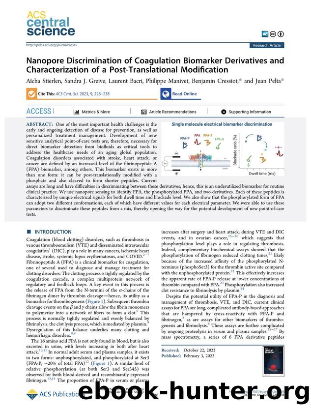 Nanopore Discrimination of Coagulation Biomarker Derivatives and Characterization of a Post-Translational Modification by unknow