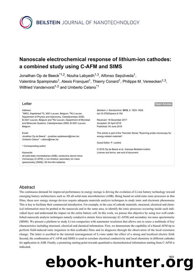 Nanoscale electrochemical response of lithium-ion cathodes: a combined study using C-AFM and SIMS by unknow
