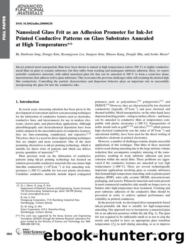 Nanosized Glass Frit as an Adhesion Promoter for Ink-Jet Printed Conductive Patterns on Glass Substrates Annealed at High Temperatures by Unknown