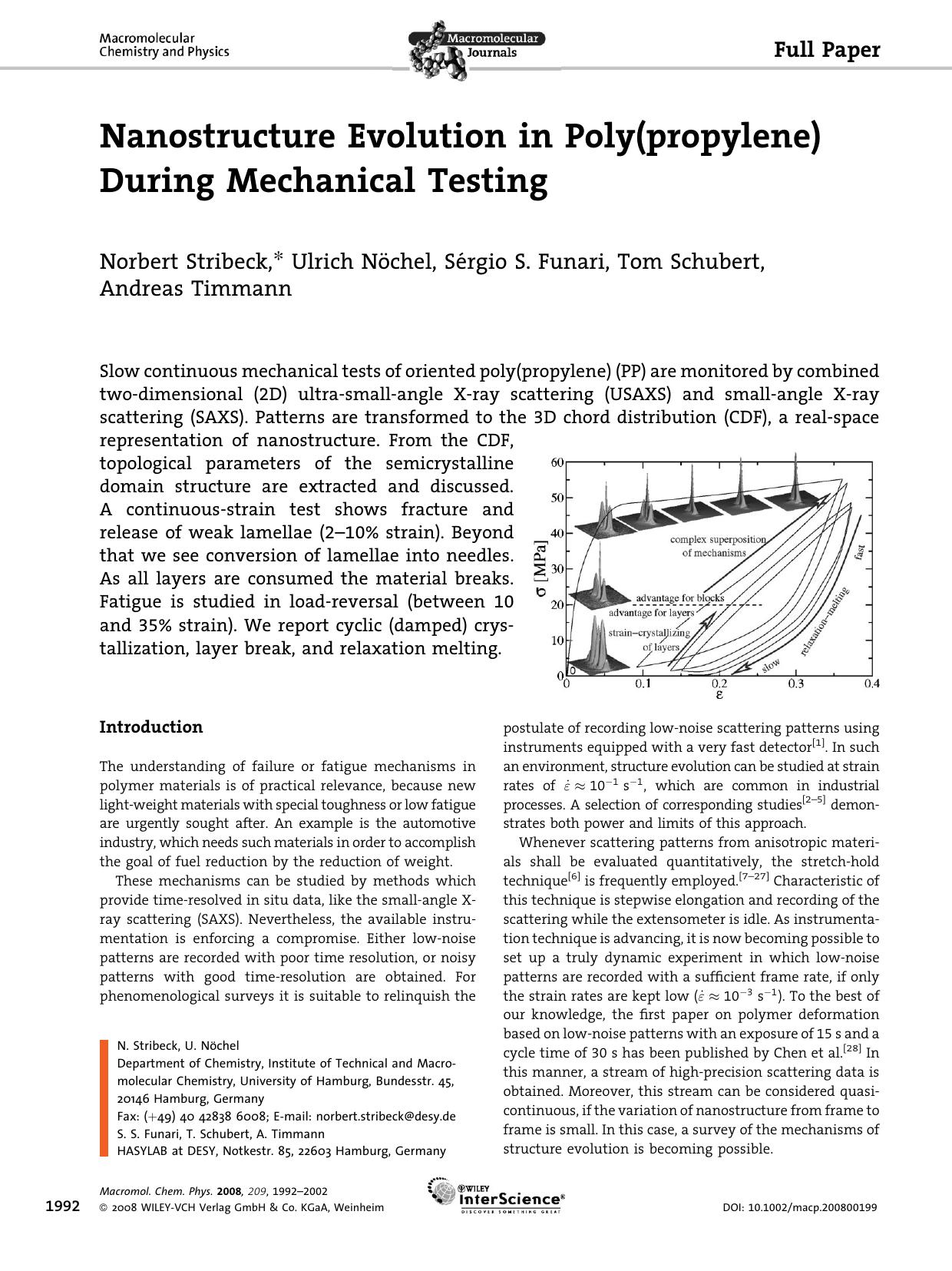 Nanostructure Evolution in Poly(propylene) During Mechanical Testing by unknow