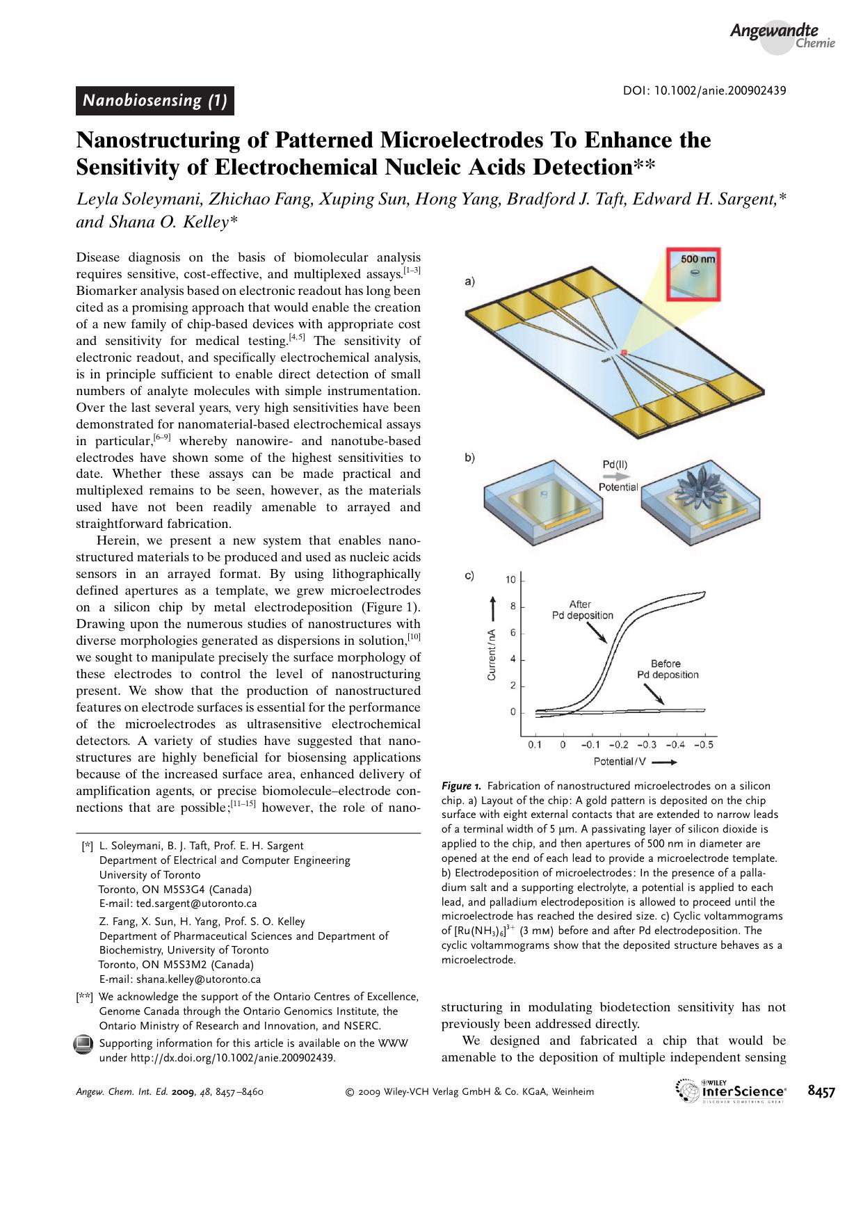 Nanostructuring of Patterned Microelectrodes To Enhance the Sensitivity of Electrochemical Nucleic Acids Detection by Unknown