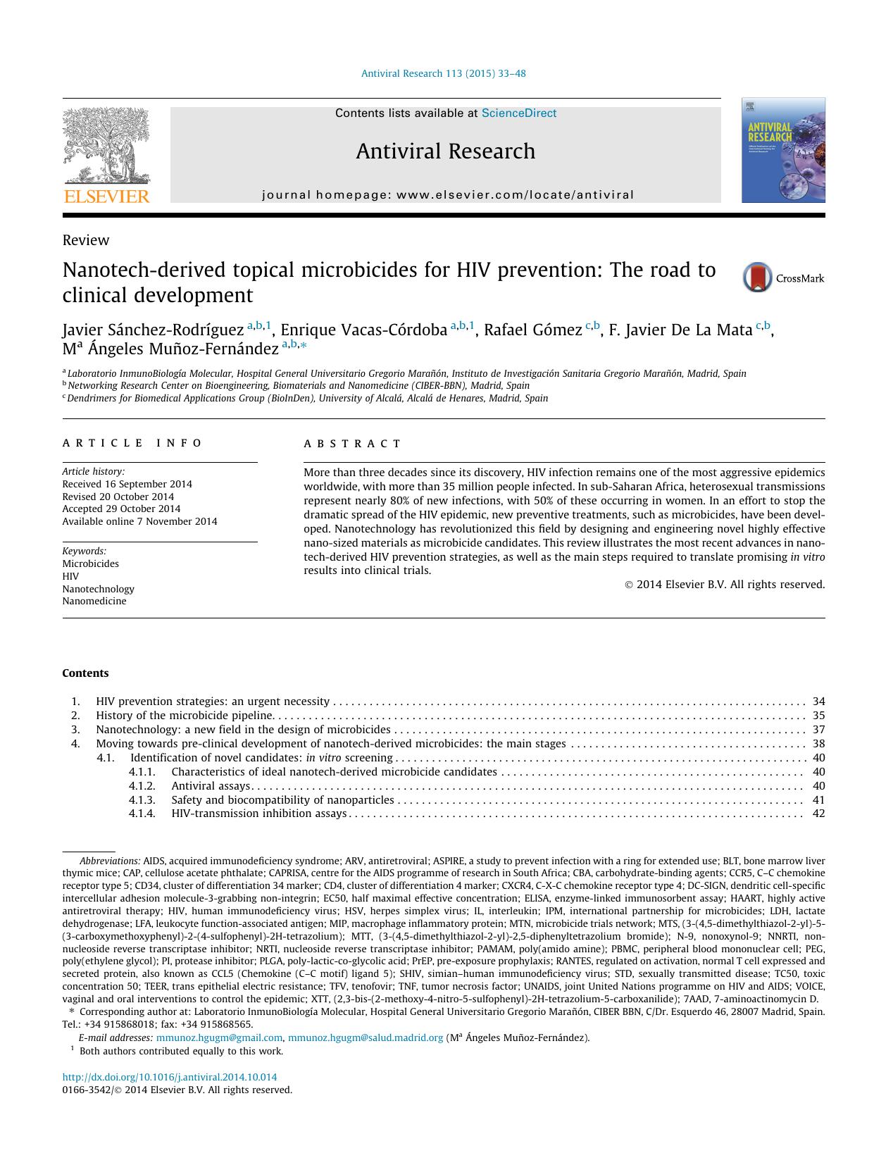 Nanotech-derived topical microbicides for HIV prevention: The road to clinical development by unknow
