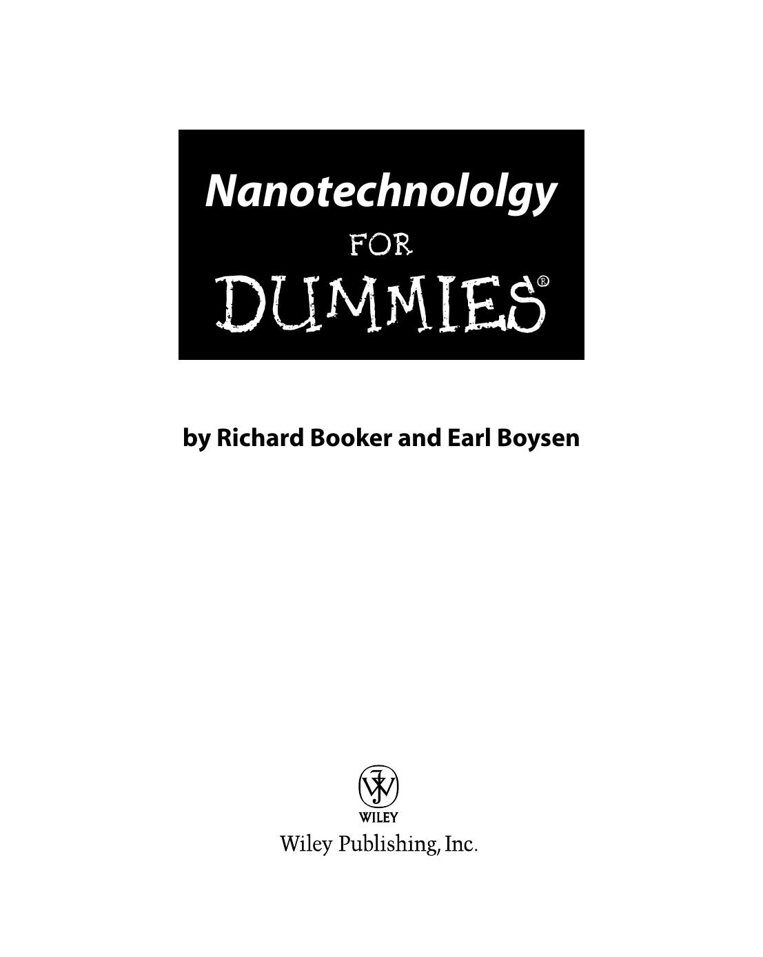 Nanotechnology For Dummies by Richard D. Booker Earl Boysen