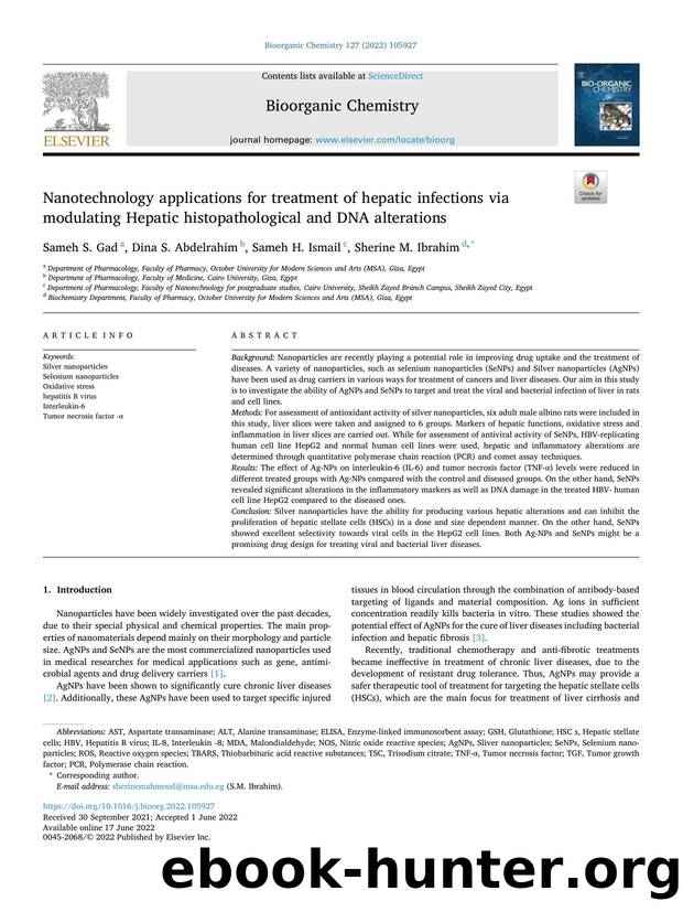 Nanotechnology applications for treatment of hepatic infections via modulating Hepatic histopathological and DNA alterations by Sameh S. Gad & Dina S. Abdelrahim & Sameh H. Ismail & Sherine M. Ibrahim