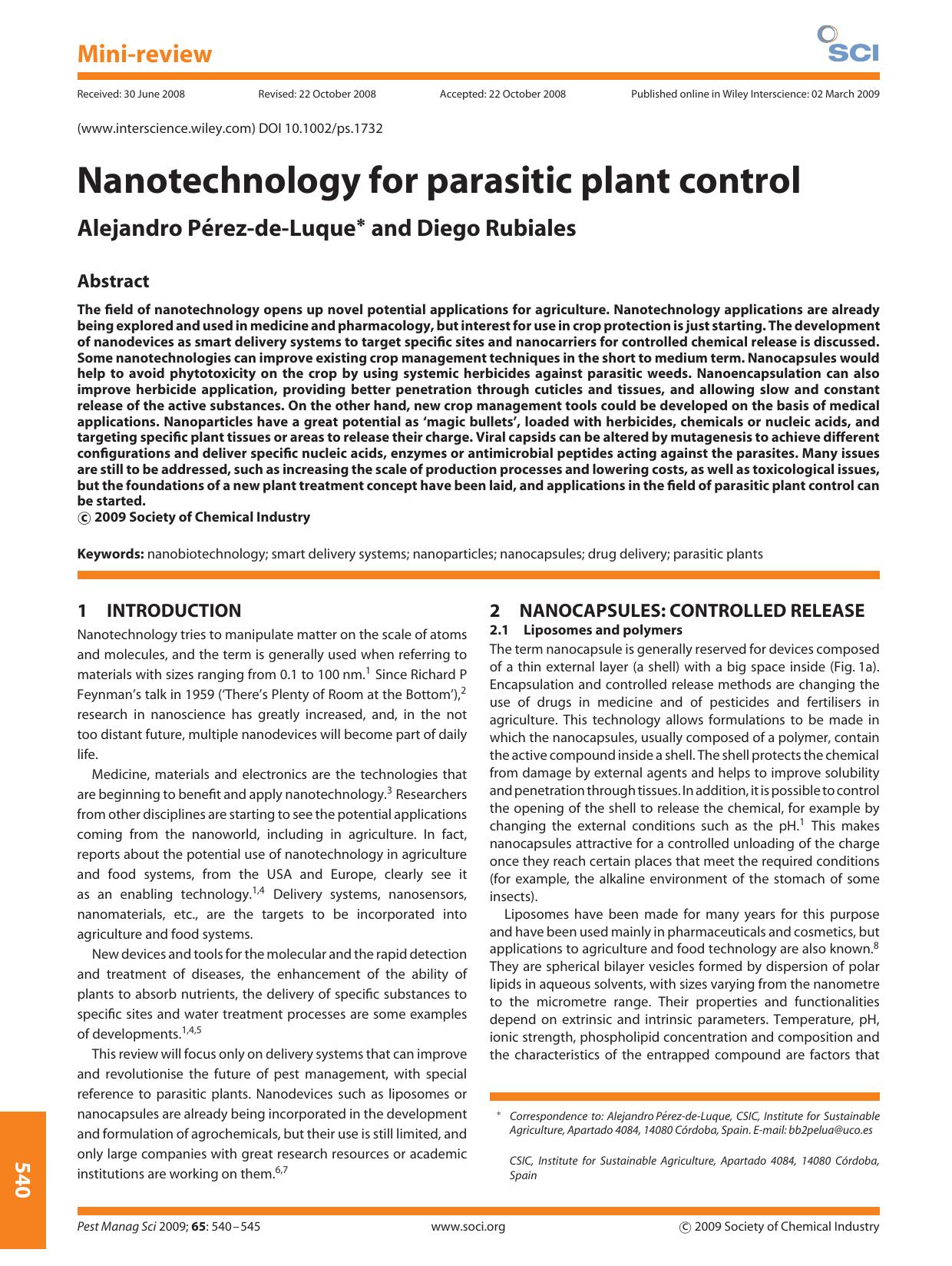 Nanotechnology for parasitic plant control by Unknown