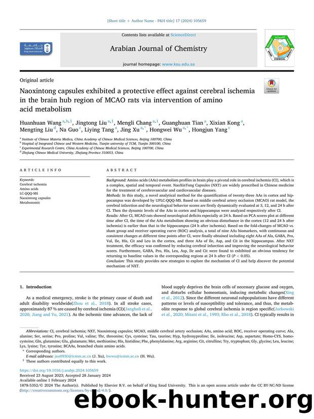 Naoxintong capsules exhibited a protective effect against cerebral ischemia in the brain hub region of MCAO rats via intervention of amino acid metabolism by unknow