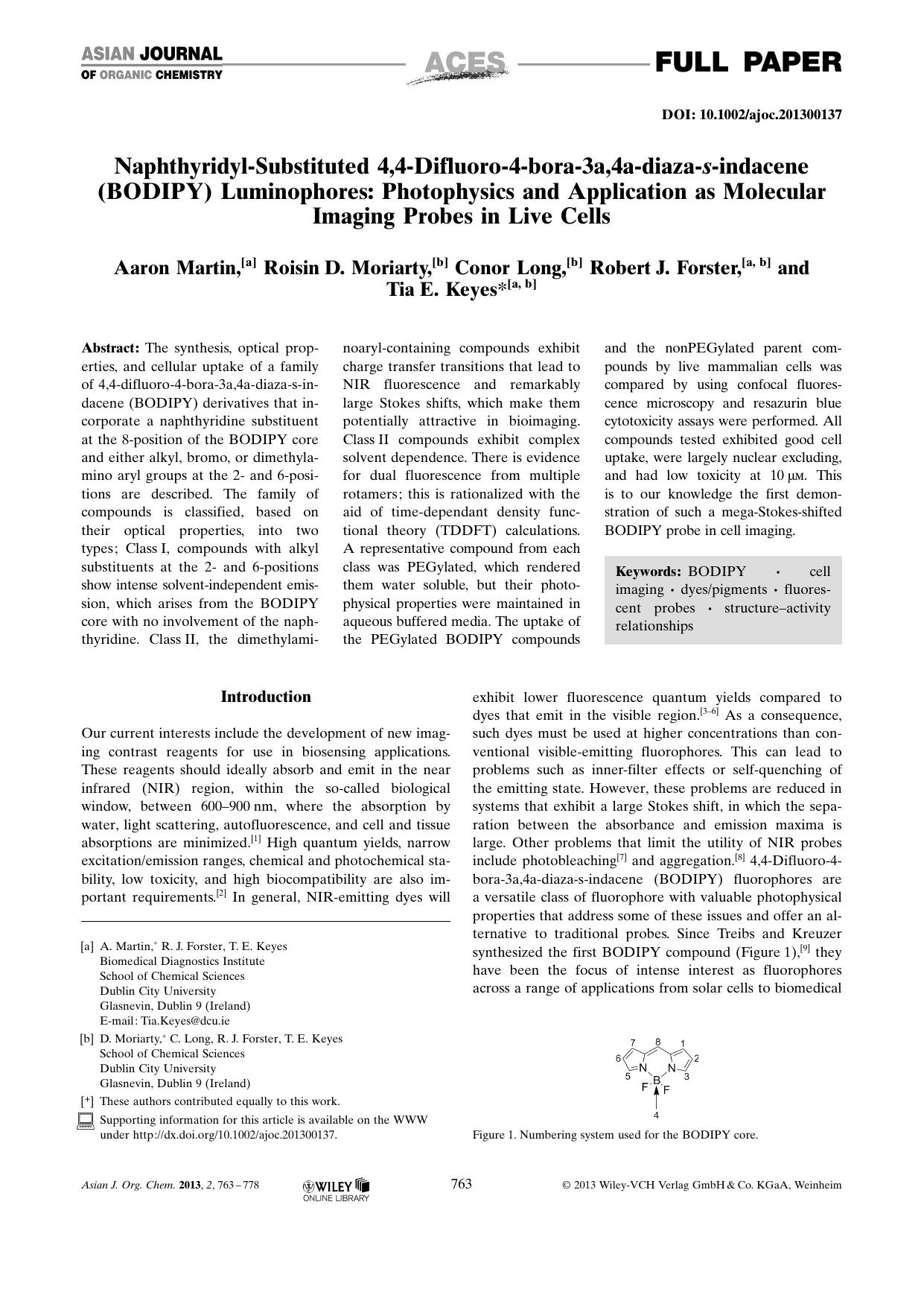 NaphthyridylSubstituted 4,4Difluoro4bora3a,4adiazasindacene (BODIPY) Luminophores: Photophysics and Application as Molecular Imaging Probes in Live Cells by Unknown