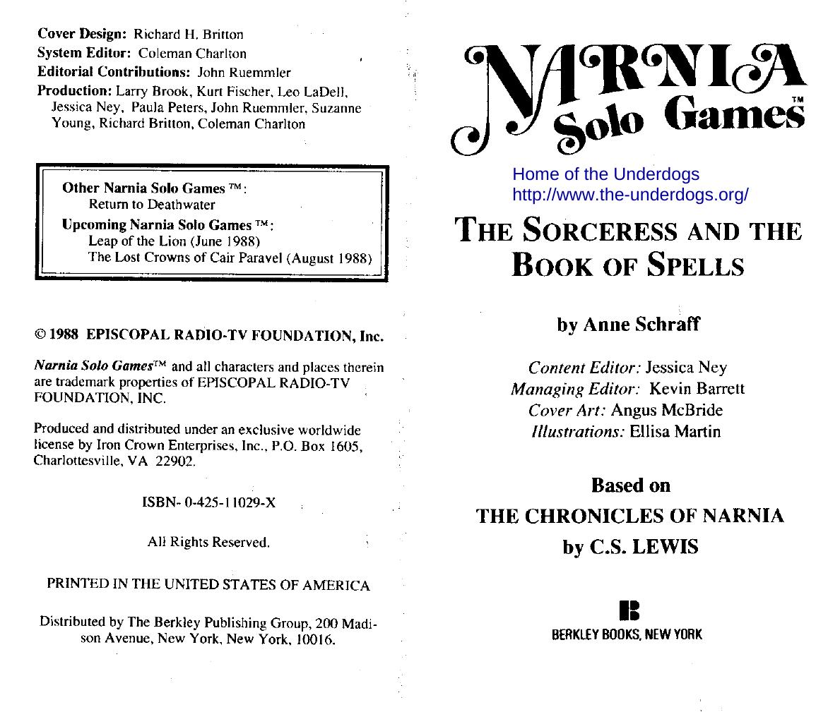 Narnia Solo Games 02 - The Sorceress and the Book of Spells by Anne Schraff (image pdf)
