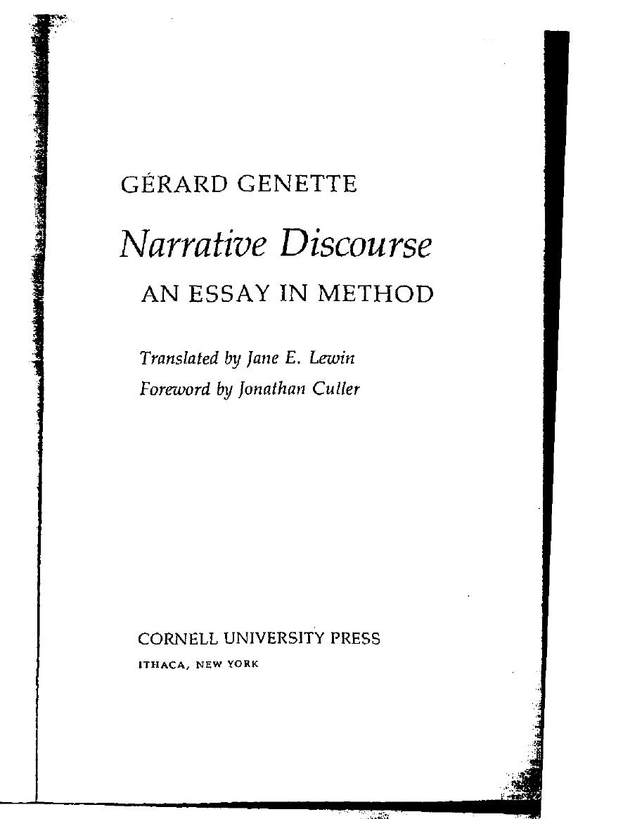 Narrative Discourse: An Essay in Method by Gérard Genette