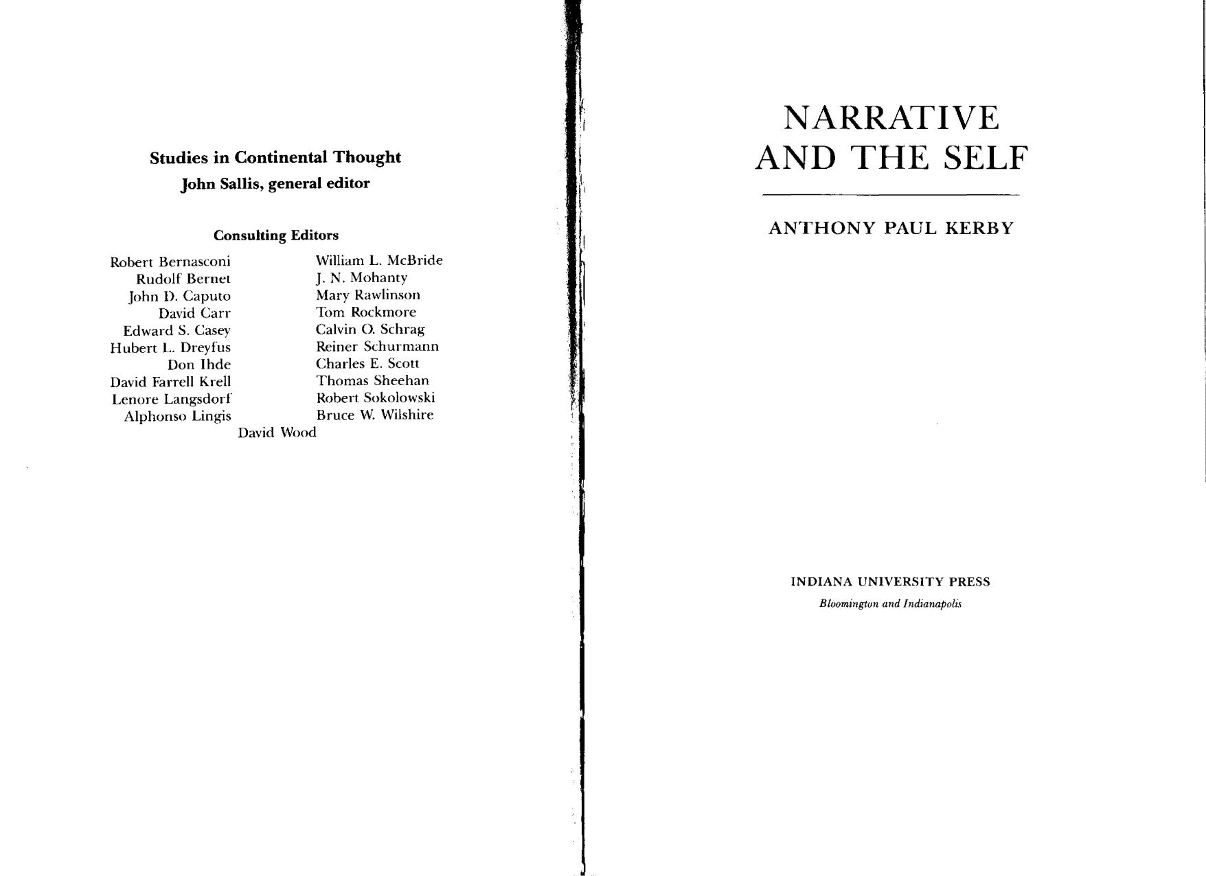 Narrative and the self by Anthony Paul Kerby