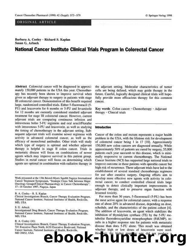 National Cancer Institute Clinical Trials Program in Colorectal Cancer by Unknown