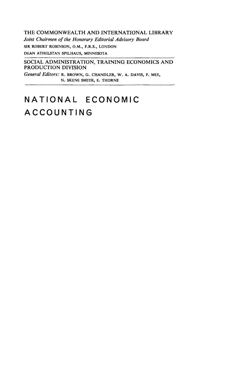 National Economic Accounting by Carleen O'Loughlin R Brown G. Chandler and W. A. Davis (Auth.)