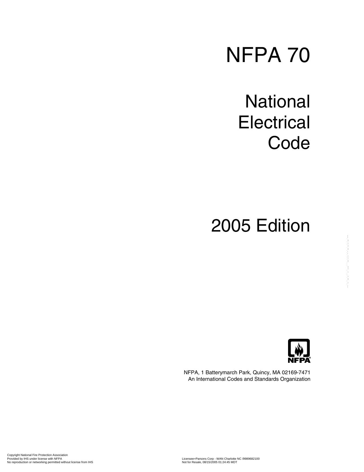 National Electrical Code 2005 Softcover Version by National Fire Protection Association) National Fire Protection Association