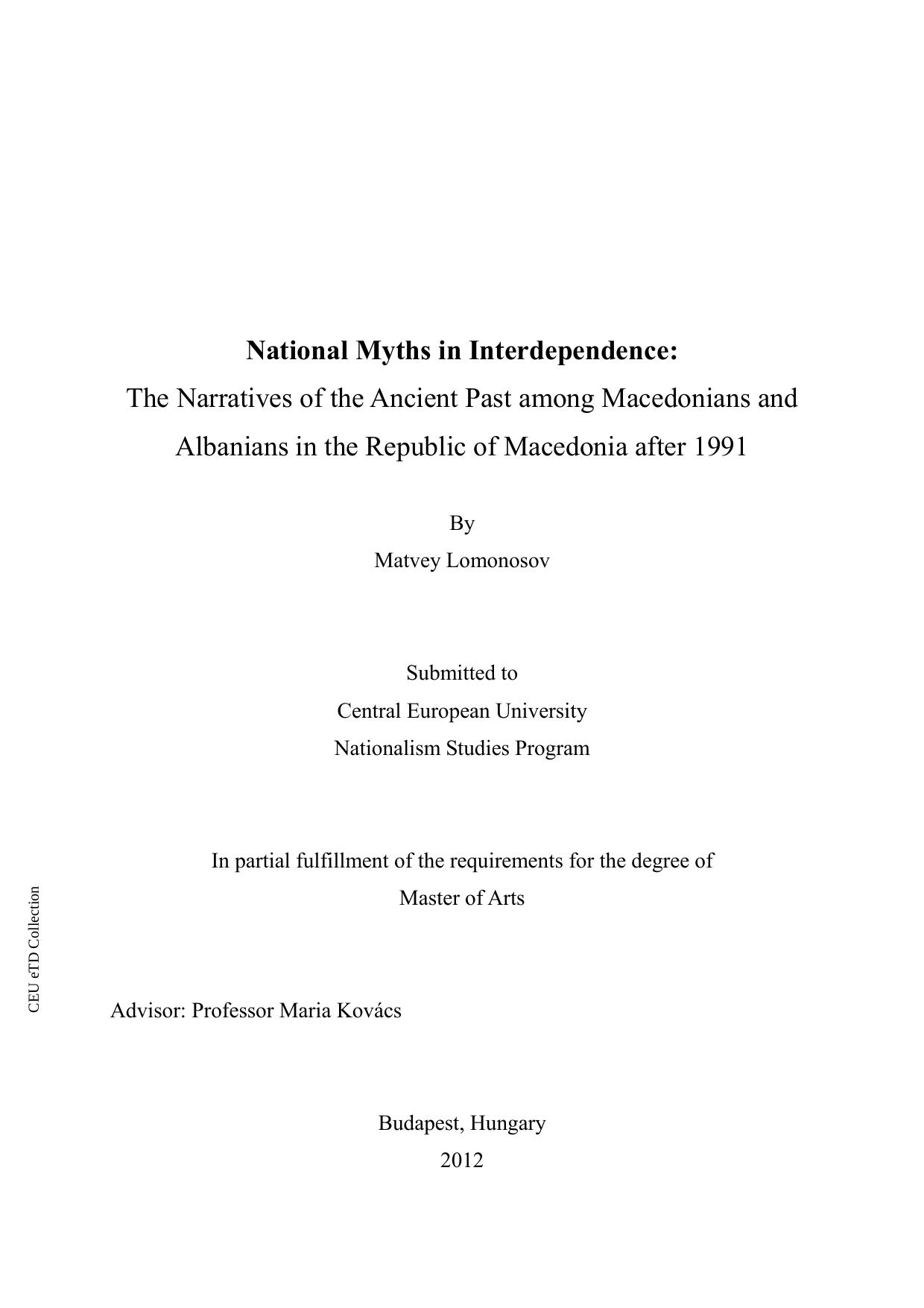 National Myths in Interdependence: by Владелец