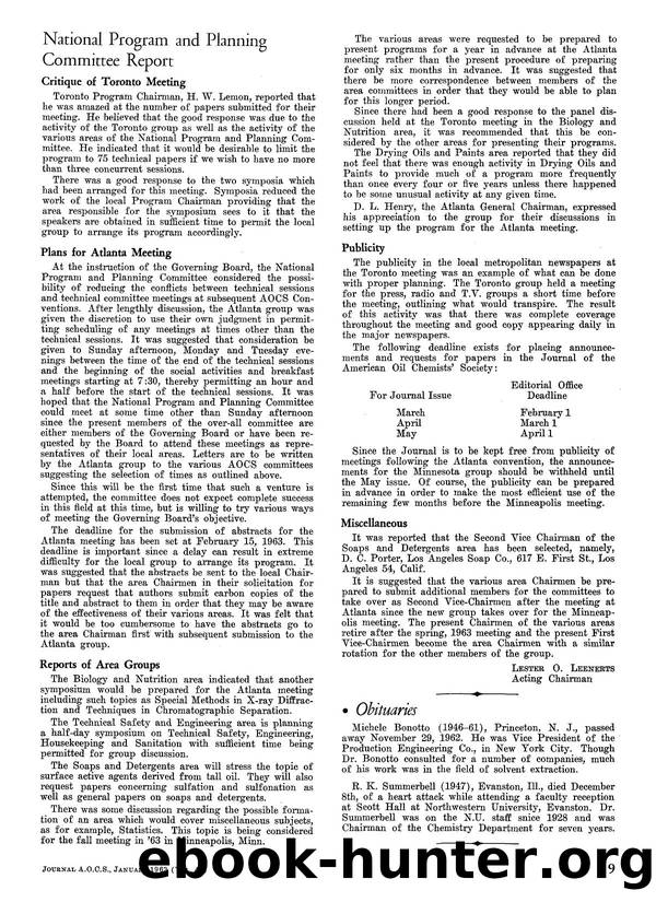 National Program and Planning Committee report by Unknown