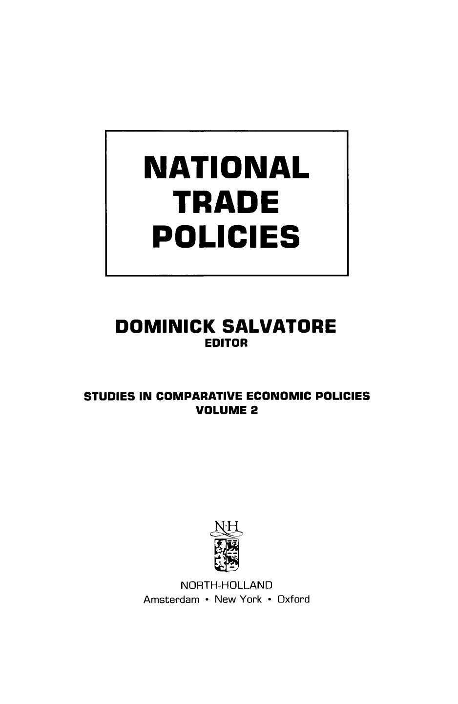 National Trade Policies by D Salvatore