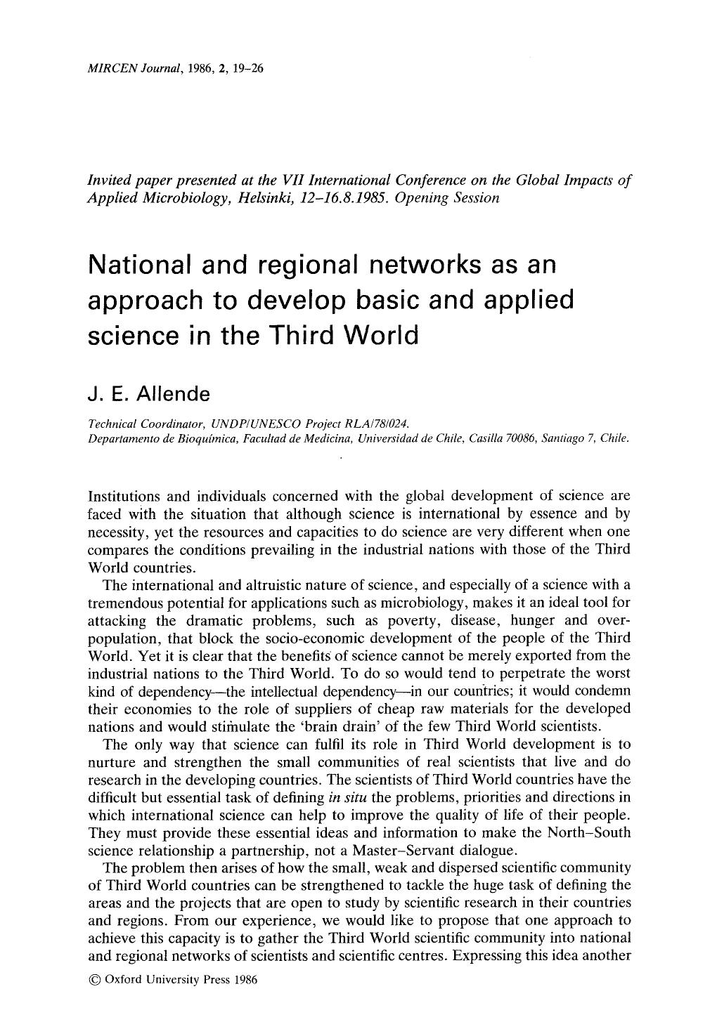 National and regional networks as an approach to develop basic and applied science in the Third World by Unknown
