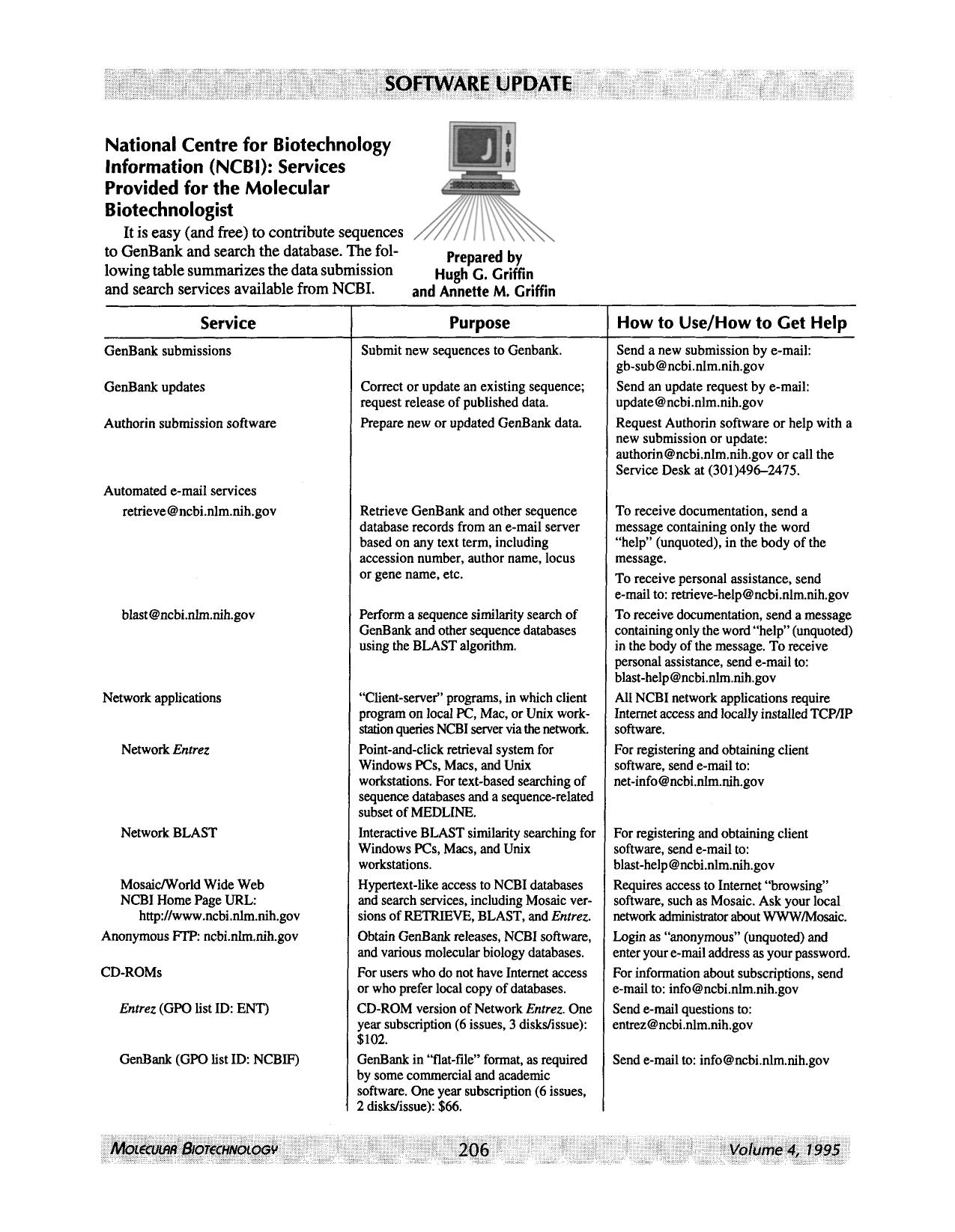 National centre for biotechnology information (NCBI): Services provided for the molecular biotechnologist by Unknown