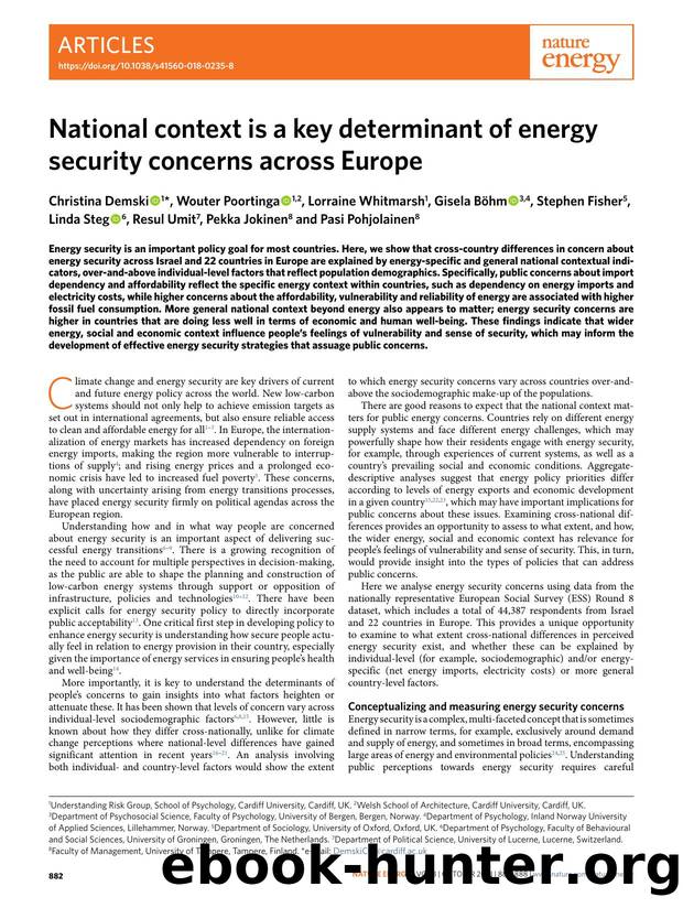 National context is a key determinant of energy security concerns across Europe by unknow