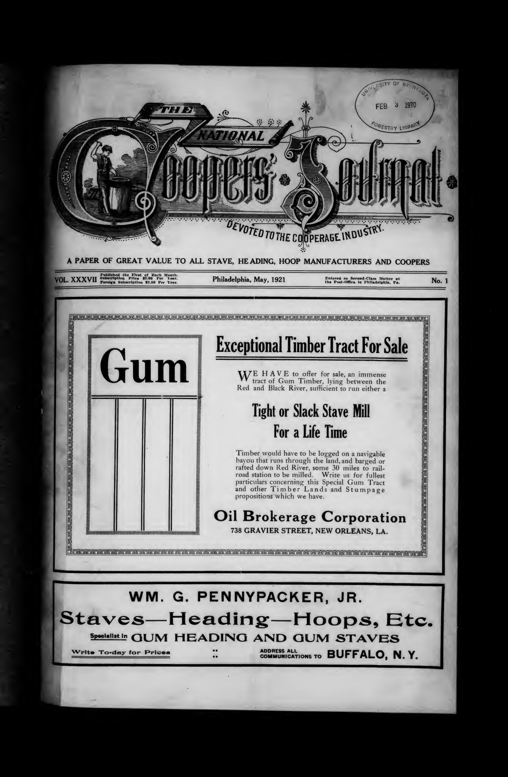 National cooper's jorunal, vol. 37 by Unknown