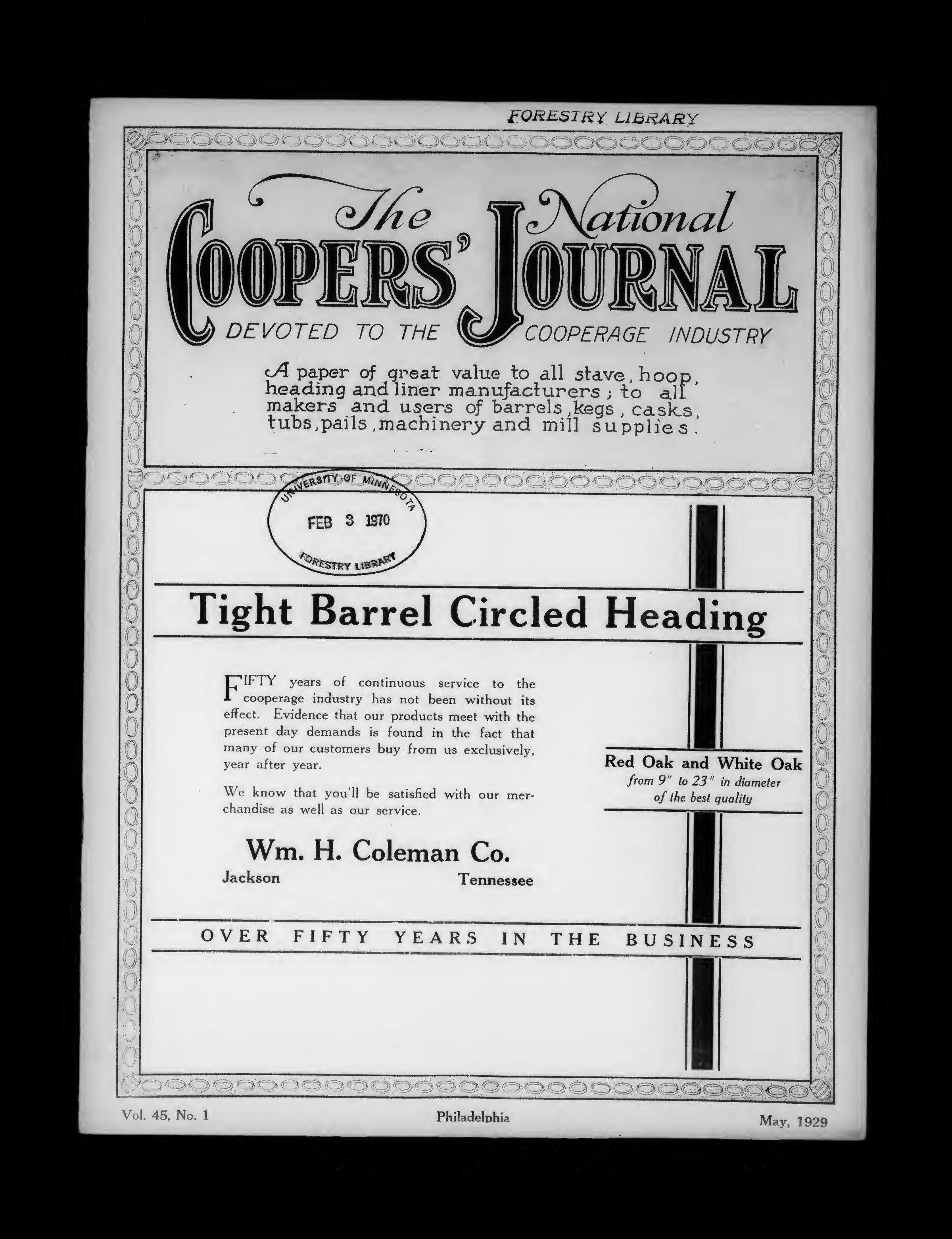 National cooper's jorunal, vol. 45 by Unknown