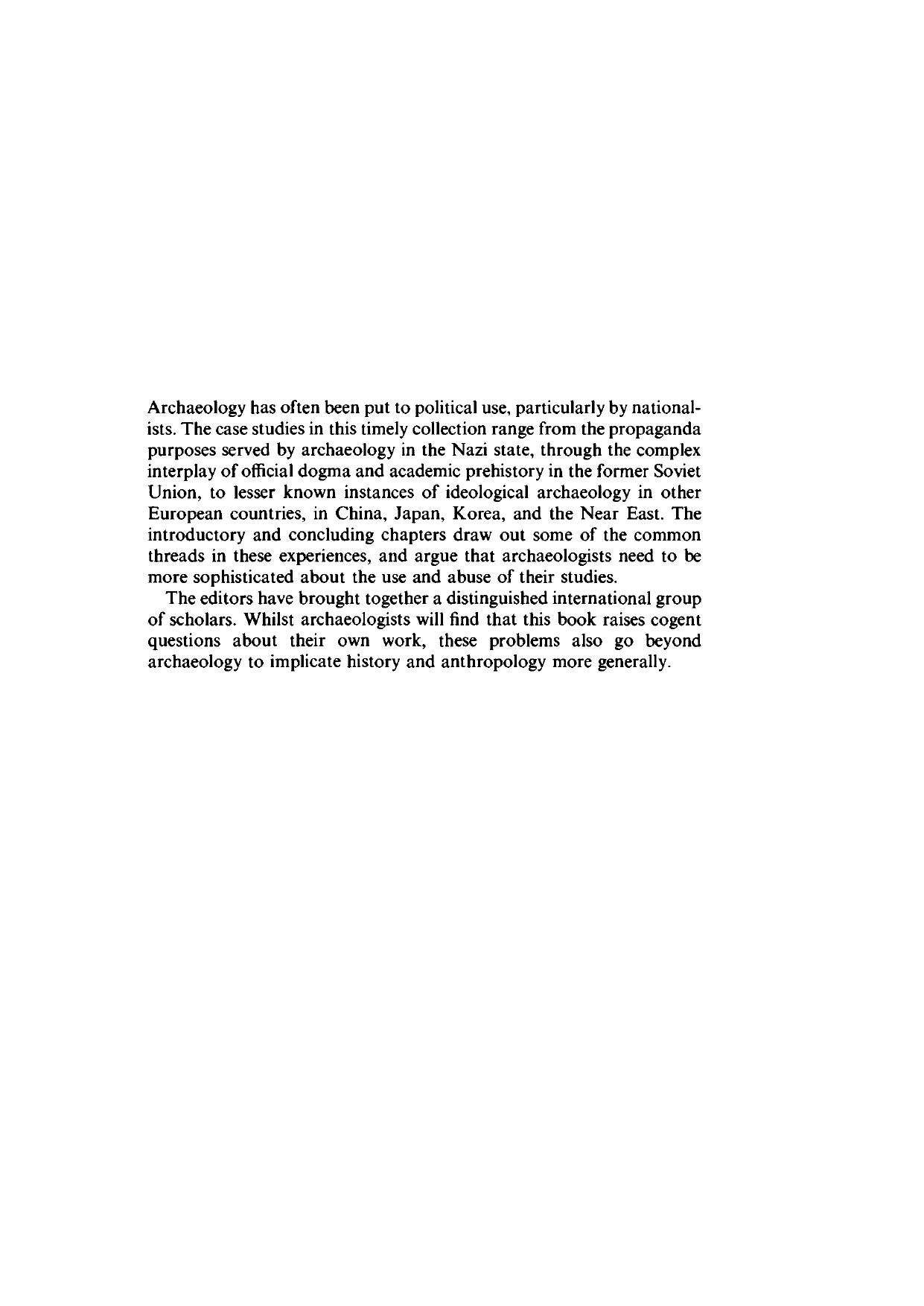 Nationalism, Politics and the Practice of Archaeology by Philip L. Kohl Clare Fawcett