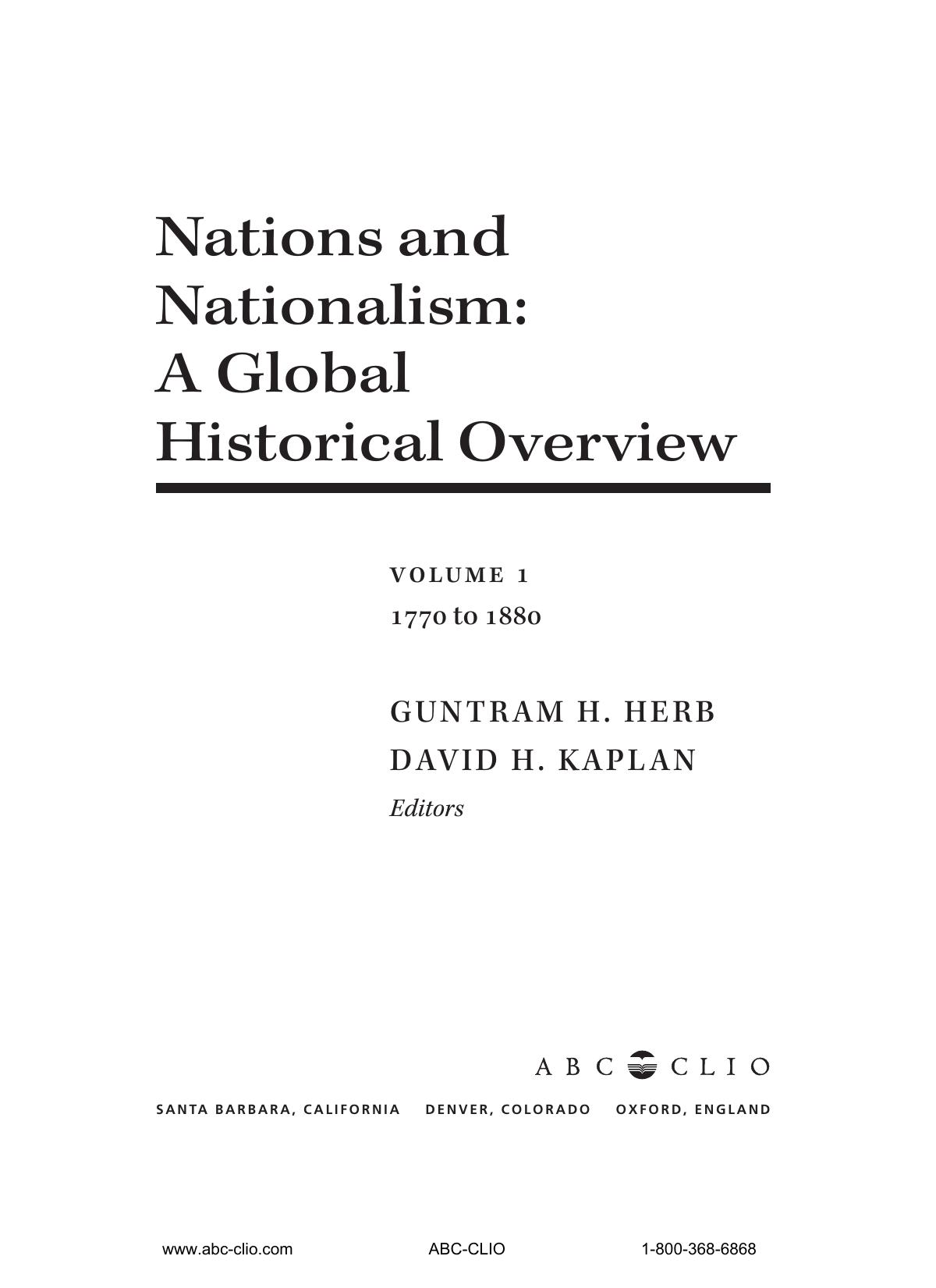 Nations and Nationalism [4 volumes] A Global Historical Overview by Guntram H. Herb (Editor) David H. Kaplan (Editor)