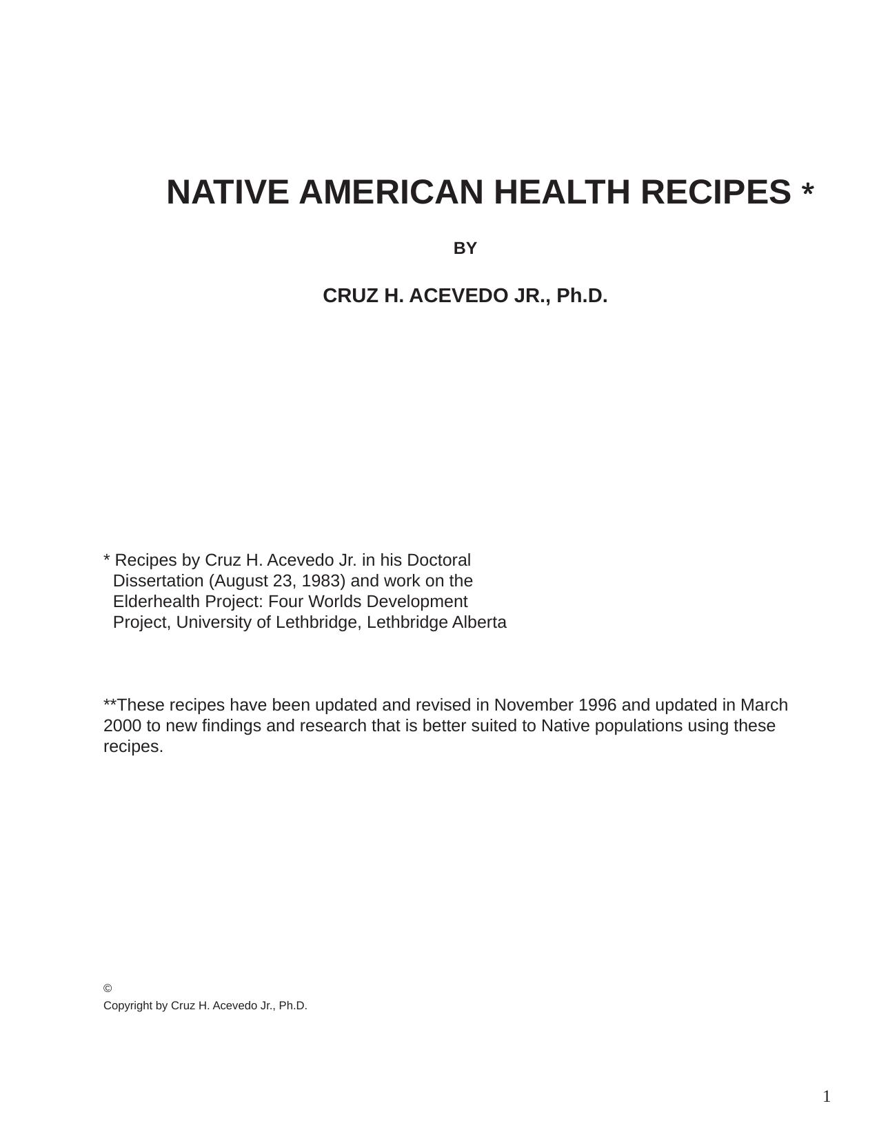 Native American Health Recipes by Cookbooks