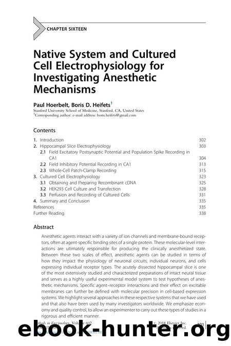 Native System and Cultured Cell Electrophysiology for Investigating Anesthetic Mechanisms by Paul Hoerbelt