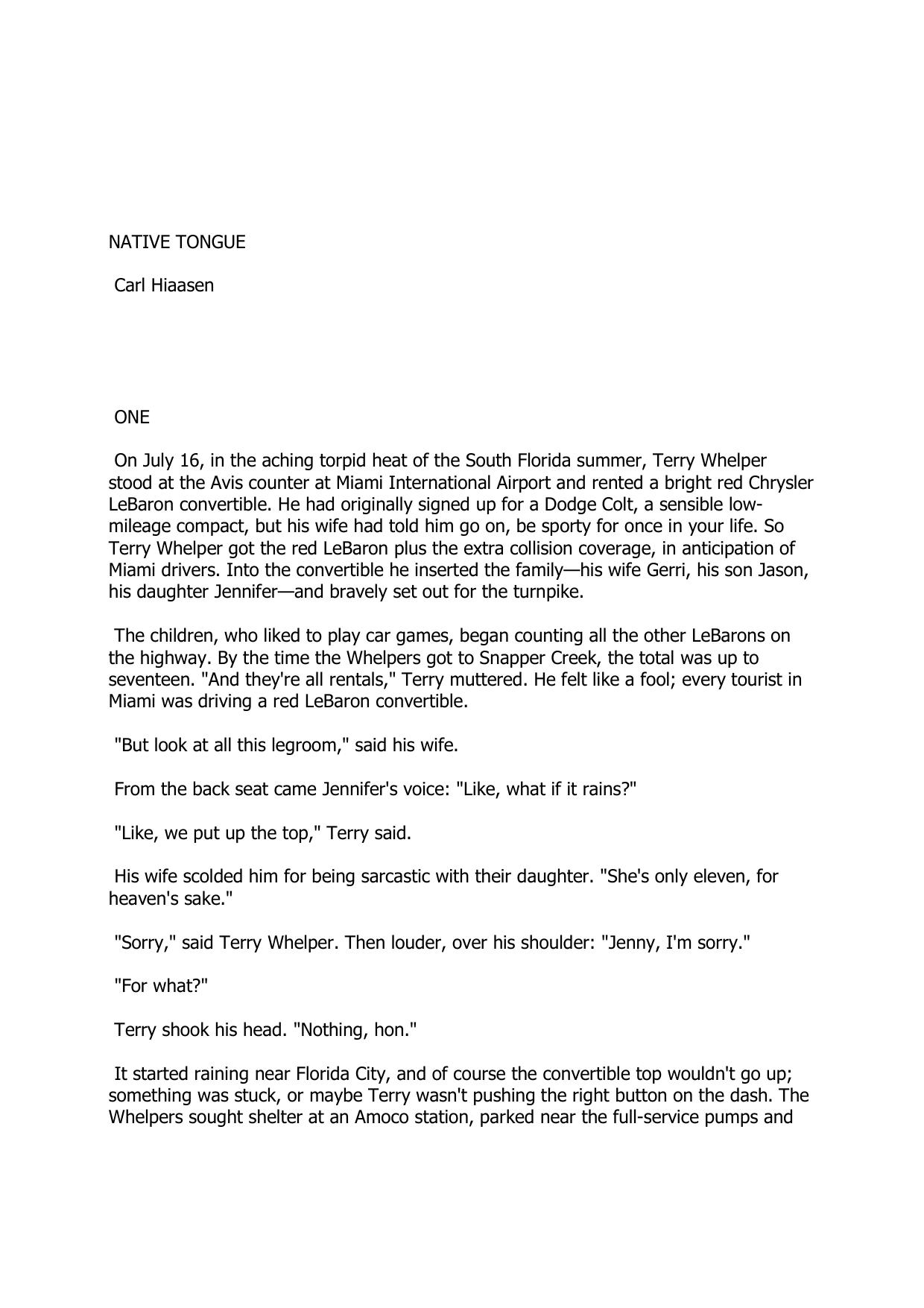 Native Tongue by Carl Hiaasen