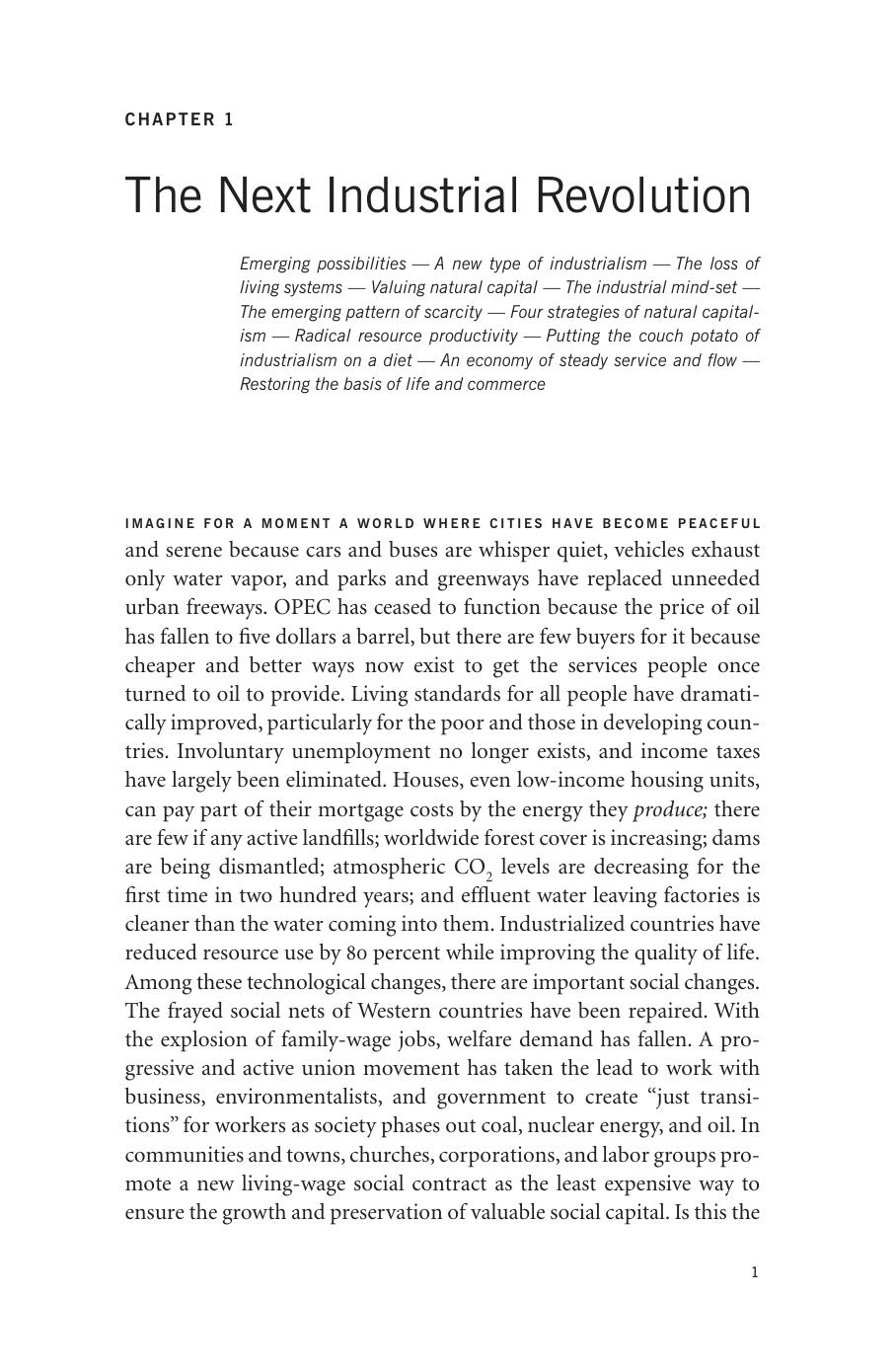 Natural CapitalismâChapter 1: The Next Industrial Revolution by Paul Hawken Amory Lovins & Hunter Lovins